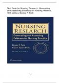 Test Bank for Nursing Research: Generating  and Assessing Evidence for Nursing Practice,  10th edition