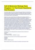 Cell & Molecular Biology Karp  Chapters 1-4 Test Exam Questions  And Answers