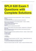 SPLH 620 Exam 1 Questions with Complete Solutions 