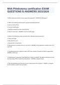 NHA Phlebotomy certification EXAM QUESTIONS & ANSWERS 2023/2024