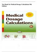 Test Bank for Medical Dosage Calculations 9th  Edition