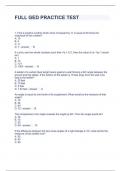 FULL GED PRACTICE TEST QUESTIONS AND ANSWERS LATEST UPDATED 2023