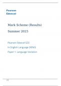 Pearson Edexcel GCE In English Language (9EN0) Paper 1 Language Variation Marking scheme June 2023