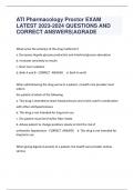 ATI Pharmacology Proctor EXAM LATEST 2023-2024 QUESTIONS AND  CORRECT ANSWERS|AGRADE
