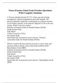 Neuro Practice Final Exam Practice Questions With Complete Solutions