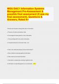 WGU DAC1 Information Systems Management Pre-Assessment & possible final assessment (It was my final assessment), Questions & Answers, Rated A+ 2024 | 29 Pages