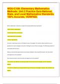 WGU-C109: Elementary Mathematics Methods: Unit 2 Practice Quiz-National, State, and Local Mathematics Standards. 100% Accurate, VERIFIED 2024