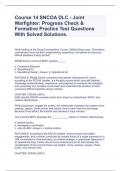 Course 14 SNCOA DLC - Joint Warfighter Progress Check & Formative Practice Test Questions With