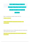 WGU D076 Finance Skills for Managers Questions and Answers | Already Graded A+| Updated| 2023|2024