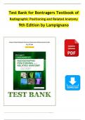 TEST BANK For Bontrager's Textbook of Radiographic Positioning and Related Anatomy, 9th Edition by John Lampignano, Chapter 1 - 20 |Complete Newest Version