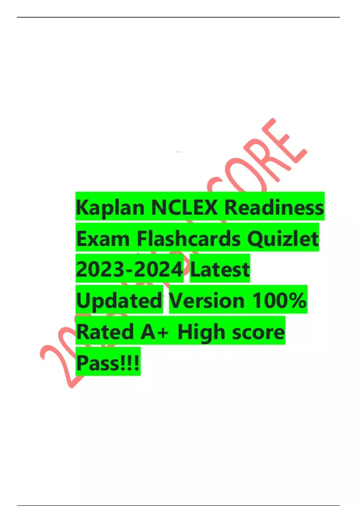 Kaplan NCLEX Readiness Exam Flashcards Quizlet Latest Updated Version ...