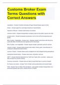 Customs Broker Exam Terms Questions with Correct Answers 