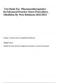 Test Bank For Pharmacotherapeutics forAdvanced Practice Nurse Prescribers, 5thedition By Woo Robinson 2022/2023.