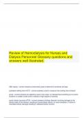   Review of Hemodialysis for Nurses and Dialysis Personnel Glossary questions and answers well illustrated.