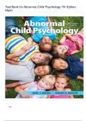 Test Bank for Abnormal Child Psychology 7th Edition