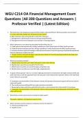 WGU C214 OA Financial Management Exam Questions |All 200 Questions and Answers | Professor Verified | (Latest Edition)