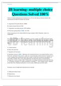 JB learning- multiple choice Questions Solved 100%
