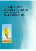 AQA JUNE 2023 BIOLOGY AS LEVEL 7401 PAPER 1 MARKSHEME MS