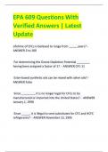 EPA 609 Questions With  Verified Answers | Latest  Update 