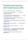 EPA 609 Practice Questions  With Verified Answers 100% 