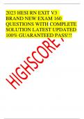 2023 HESI RN EXIT V3  BRAND NEW EXAM 160 QUESTIONS WITH COMPLETE SOLUTION LATEST UPDATED 100% GUARANTEED PASS!!!