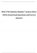 WGU C784 Statistics Module 7 (Latest 2023 - 2024) Actual Exam Questions and Correct Answers