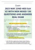 Exam 2023 MAY 23ND HESI Exit V2 WITH NGN MIXED 130 QUESTIONS AND ANSWERS REAL EXAM