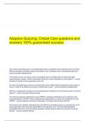  Adaptive Quizzing: Critical Care questions and answers 100% guaranteed success.