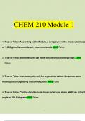 CHEM 210 Module 1 Exam Newest Questions and Answers (2023/2024) (Verified by Expert)