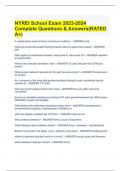 NYREI School Exam 2023-2024 Complete Questions & Answers(RATED A+)