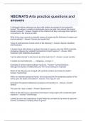 NBE-MATS Arts practice questions and answers 2023-Graded A