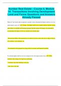 Humber Real Estate - Course 4, Module 14: Transactions Involving Development Land and Farms Questions and Answers Already Passed