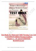 Test Bank for Maternal Child Nursing Care 3rd CANADIAN Edition Keenan Lindsay Chapter 1 - 55 -latest VERIFIED RATIONALES