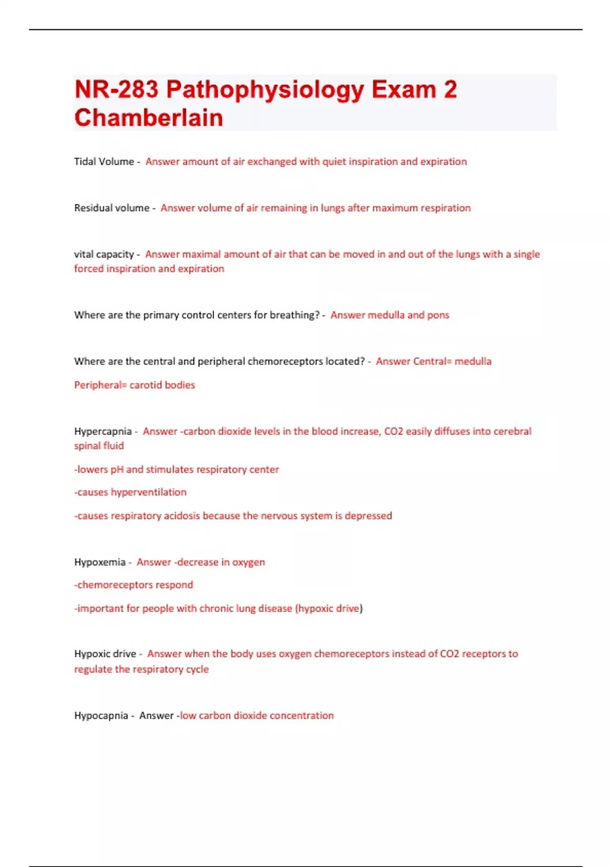 NR-283 Pathophysiology Exam 2 Chamberlain Questions And Answers With ...