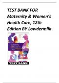 Maternity & Women’s Health Care 12th Edition Lowdermilk Test Bank