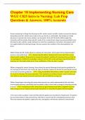 Chapter 19 Implementing Nursing Care  WGU C825 Intro to Nursing: Lab Prep  Questions & Answers. 100% Accurate  (2024/25 exam UPDATES. APPROVED)