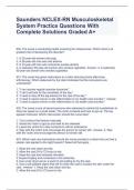 Saunders NCLEX-RN Musculoskeletal System Practice Questions With Complete Solutions Graded A+