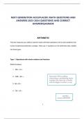 TEST BANK FOR NEXT GENERATION ACCUPLACER: MATH QUESTIONS AND  ANSWERS 2023-2024 QUESTIONS AND CORRECT  ANSWERS|AGRADE