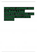 PORTAGE LEARNING BIOD  152 Module 6 Exam  VERIFIED QUESTIONS AND  ANSWERS 2023 LATEST  VERSION