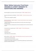 Water Safety Instructor Final Exam GRADED A LATEST VERSION 7O QUESTIONS AND ANSWRS      What percentage do you need to get in order to pass this exam? - CORRECT  ANSWER   80 Percent    How does a WSI maintain their certification? - CORRECT  ANSWER   1. Te