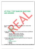 LATEST ATI TEAS 7 TEST BANK350 QUESTIONS AND ANSWERS(A+ GUARANTEE)