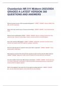 Chamberlain NR 511 Midterm 2023/2024 GRADED A LATEST VERSION 300 QUESTIONS AND ANSWERS         What are common causes of N/V associated with gastritis? - CORRECT  ANSWER   Alcohol, NSAIDs, ASA, ABX, and illicit substances    What is the most common cause 