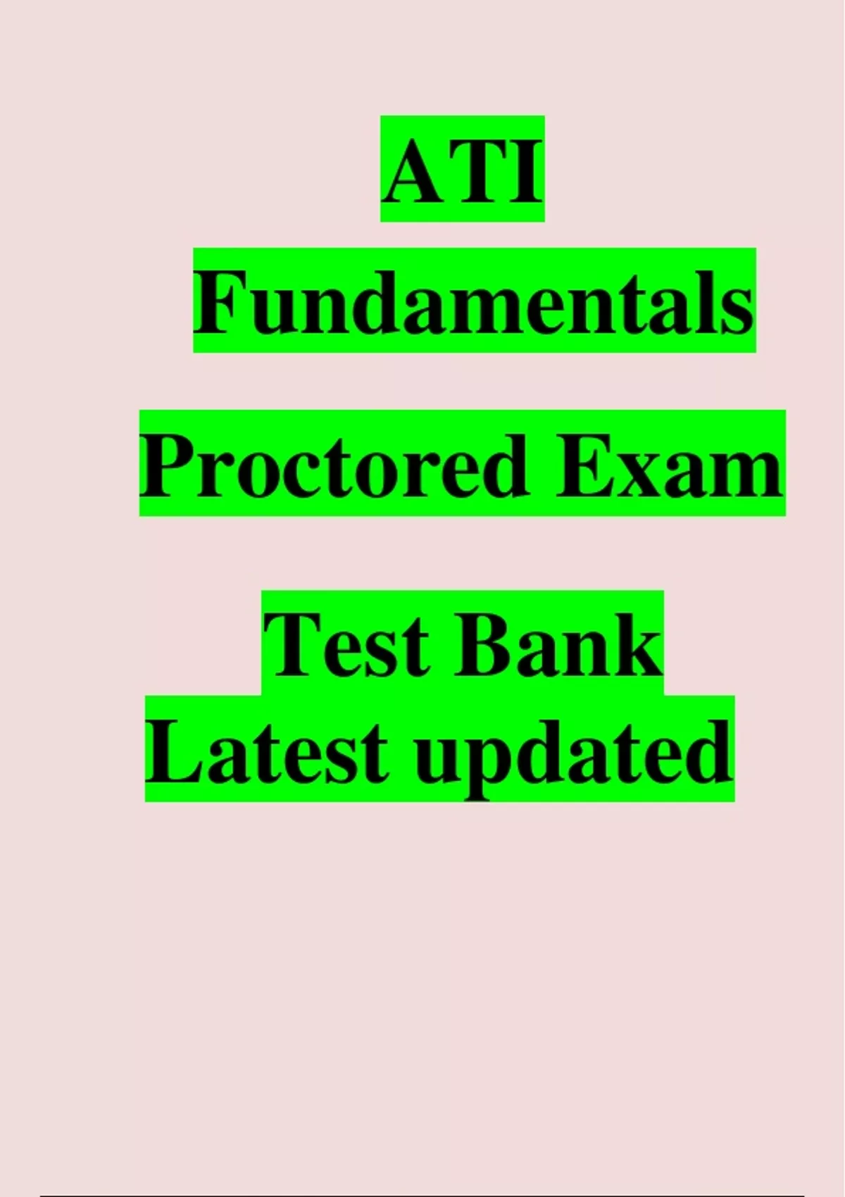 ATI Fundamentals Proctored Exam Test Bank () - ATI Fundamentals - Stuvia US