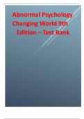 Abnormal Psychology Changing World 9th Edition.