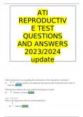 ATI REPRODUCTIVE TEST QUESTIONS AND ANSWERS  2023 /2024 update 