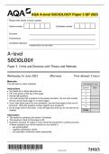 PACKAGE DEAL  - AQA A-level SOCIOLOGY Paper 3 QP 2023 & AQA A-LEVEL SOCIOLOGY 7192/3 Paper 3 MS 2023