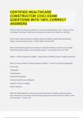 CERTIFIED HEALTHCARE CONSTRUCTOR (CHC) EXAM QUESTIONS WITH 100% CORRECT ANSWERS