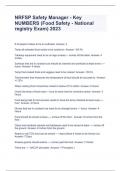 NRFSP Safety Manager - Key NUMBERS (Food Safety - National registry Exam) 2023