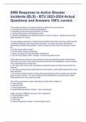 EMS Response to Active Shooter Incidents (BLS) - BTU 2023-2024 Actual Questions and Answers 100% correct