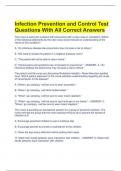 Infection Prevention and Control Test  Questions With All Correct Answers